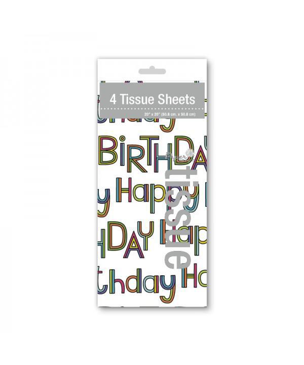 Greetings Tissue Paper White With Happy Birthday Design Multi Color (4 –